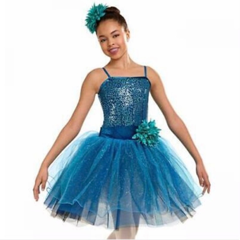 Curtain Call Costumes Radiant Reflection Leotard Tutu Dance Style E1190 Teal CXS